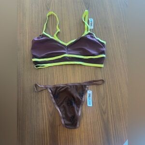 Bootay Bag Brown and Green Women's Bra Thong Set